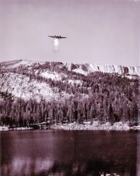 After years of stocking the lakes of the Sierra Nevada using pack animals, the California Department of Fish and Game began using airplanes in the 1940s. Many of the lakes previously had no fish.