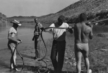 Rotenone drip lines like this were set up every ten miles along the Green River.Photo by Rex Gary Schmidt. Courtesy of National Conservation Training Center. #4437